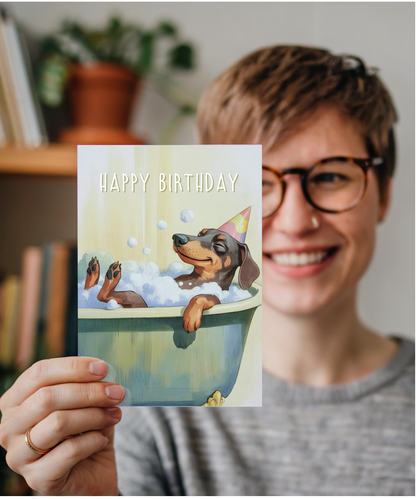 Sausage dog bubble bath birthday