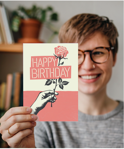 Happy Birthday Card Stencil Rose graffiti