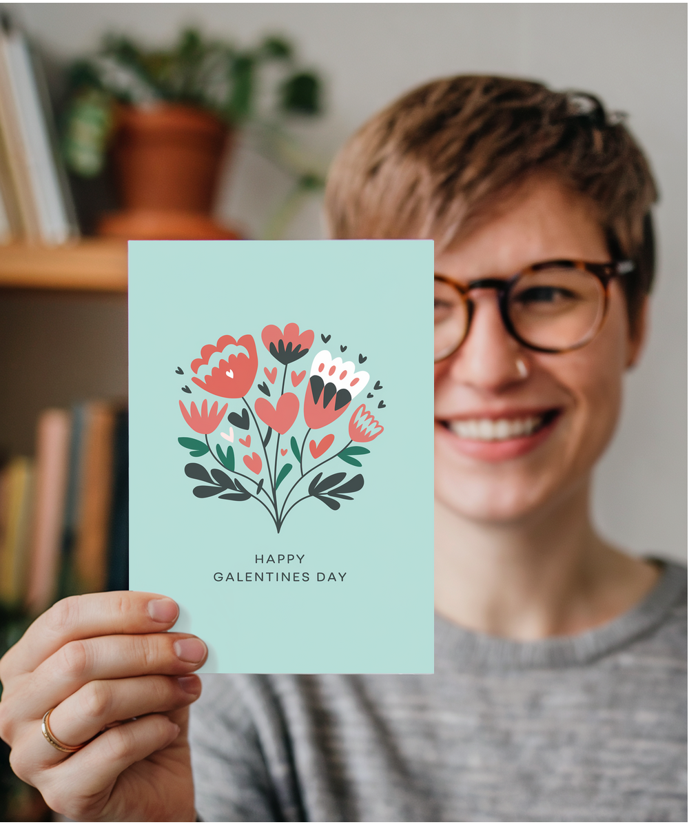 Happy Galentines Day Card Best Friends flowers