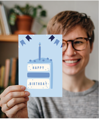 minimalistic male blue Happy Birthday