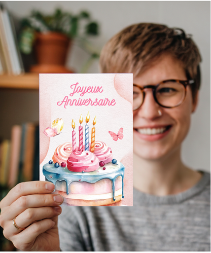 girly happy birthday French Joyeux Anniversaire butterfly