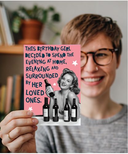This birthday girl decided to spend the evening at home relaxing and surrounded by her loved ones