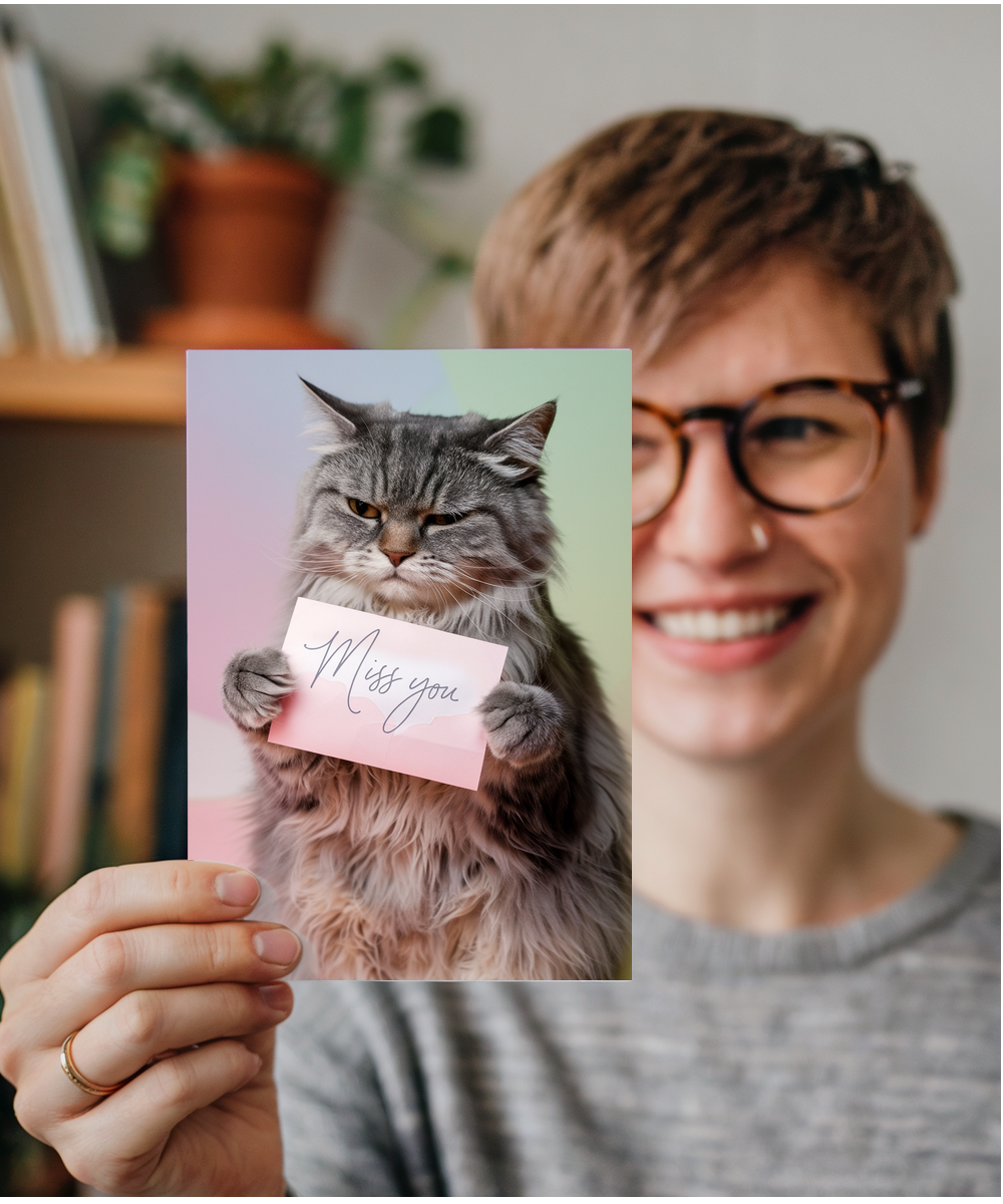 Miss You with Cat with a Letter