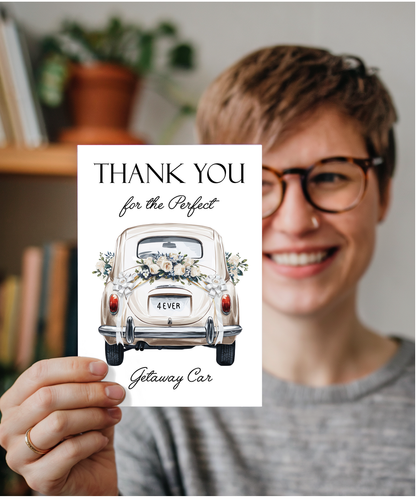 Wedding Thank You Card for the Perfect Getaway Car