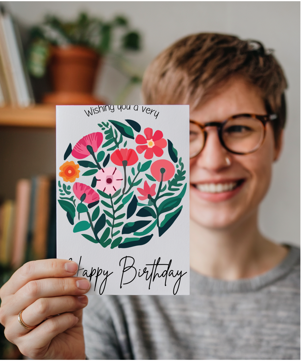floral circle wishing you a very happy birthday