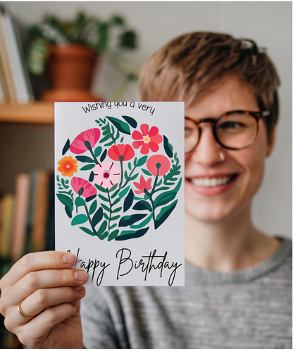 floral circle wishing you a very happy birthday