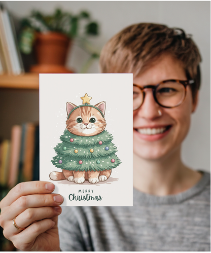 Ginge cat in christmas tree costume