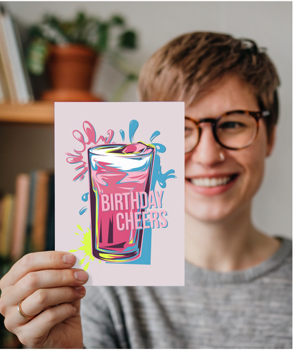 Birthday Cheers Card for woman man pint glass