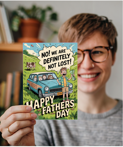 Hilarious Fathers Day Card Dads When Getting Lost on a Family Road Trip