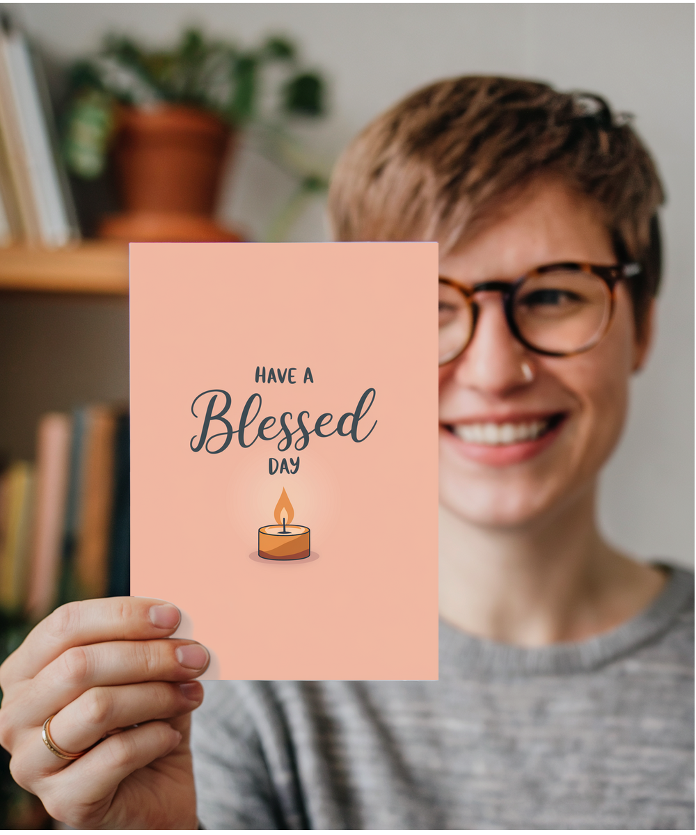 Have a Blessed Day Card candle