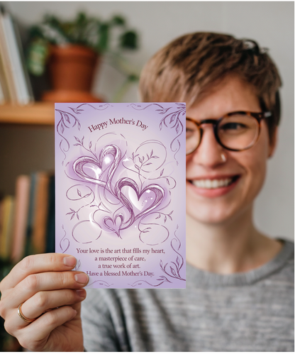 Mothers Day Card Love fills my heart lilac Traditional poem