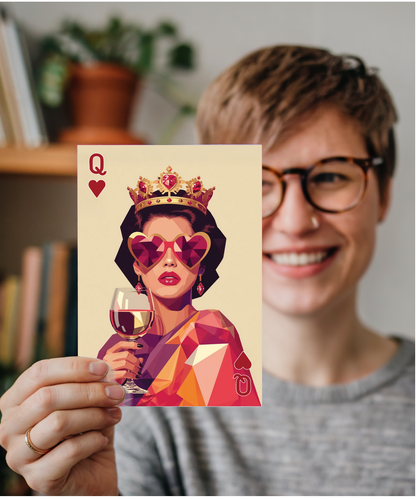 Birthday queen of hearts and wine