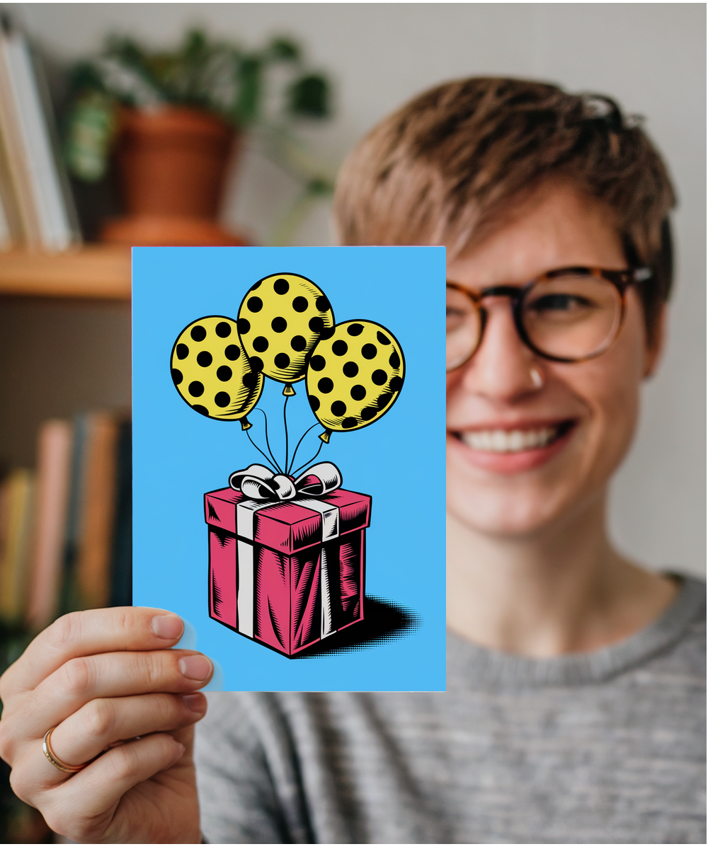 Pop Art Style Presents and Balloons
