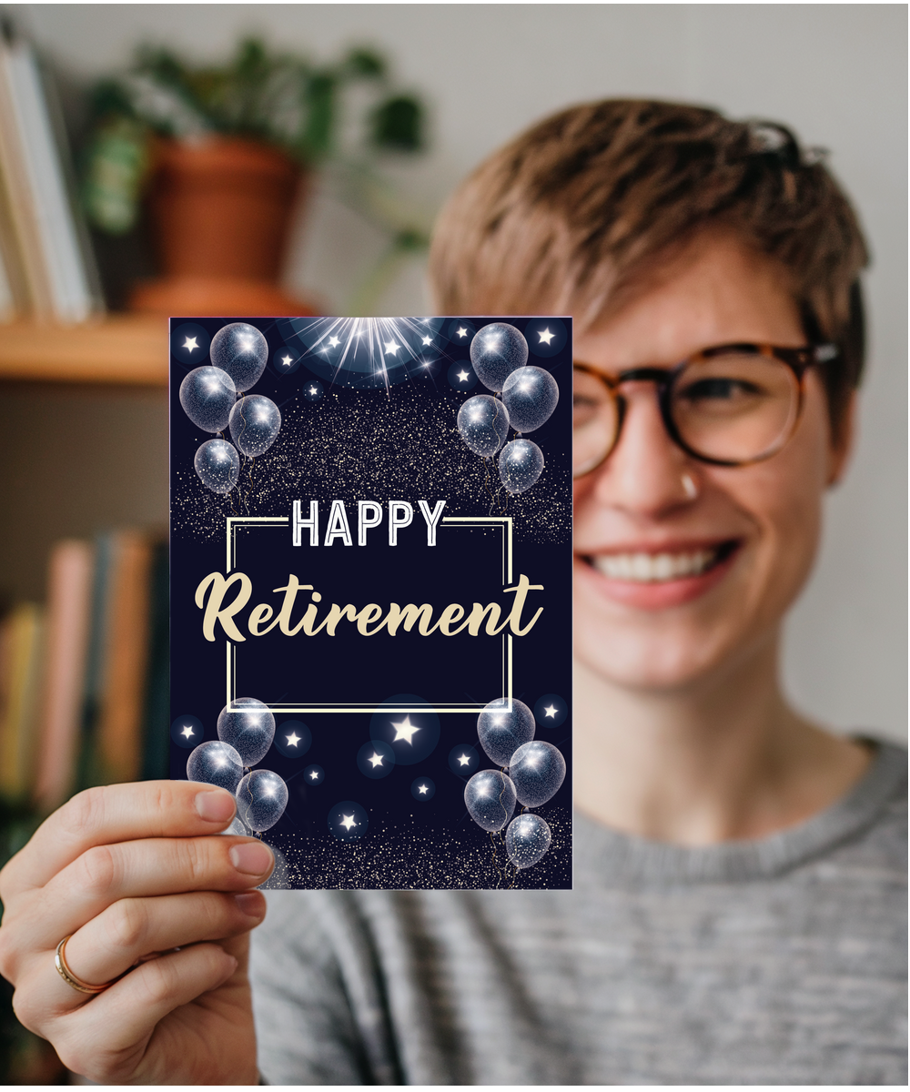 Happy Retirement with Balloons and Confetti