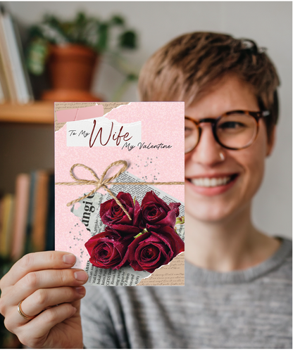 Valentines Day Card From Husband To My Wife My Valentine Romantic Roses and Letters