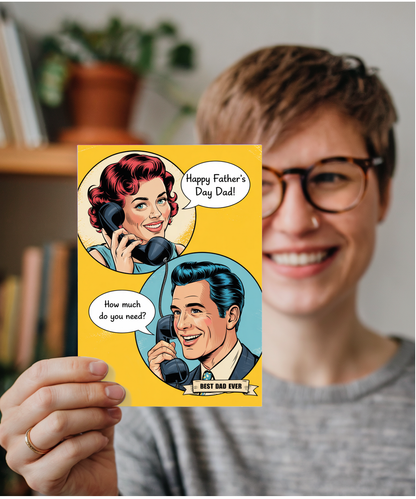 Funny Fathers Day Card Vintage How Much do You Need Asking Dad for Money