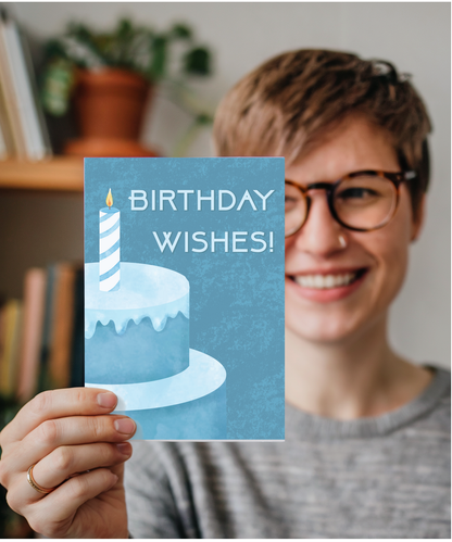 Happy Birthday blue cake wishes