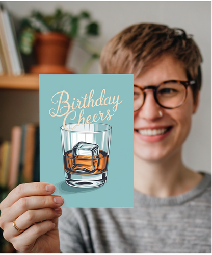 Birthday Cheers Card for Man husband Dad Whisky