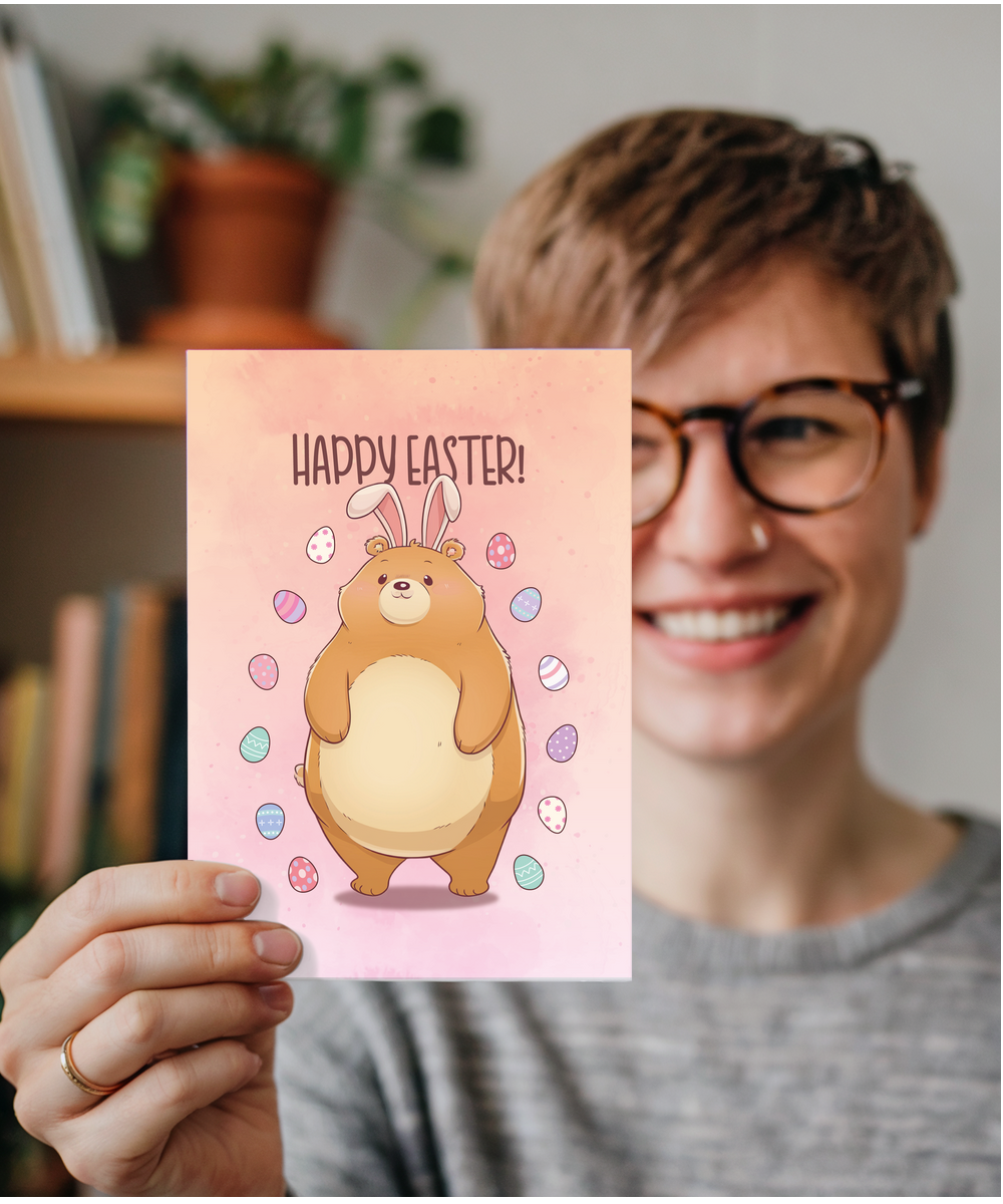 Happy Easter Cute Bear Bunny