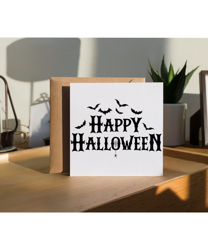Happy Halloween Spooky Bats and Spider Webs