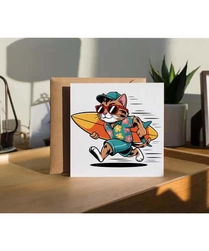 Cool Surfer Dad Cat Running