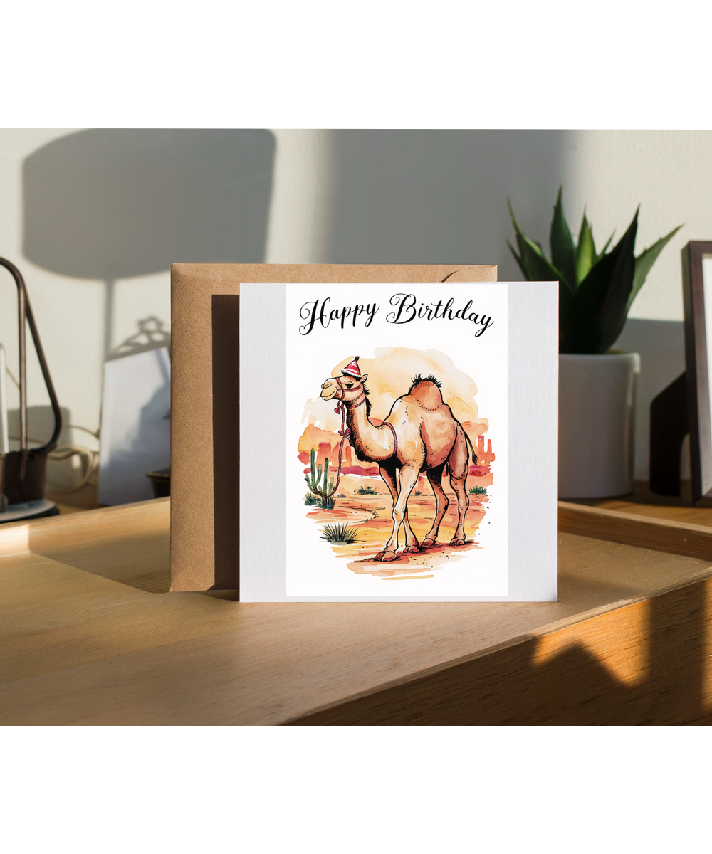 Happy Birthday camel watercolour
