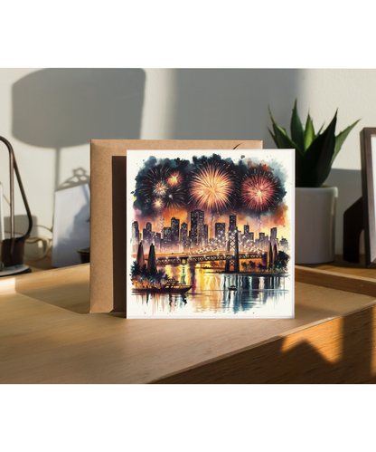Fireworks City Lights Landscape