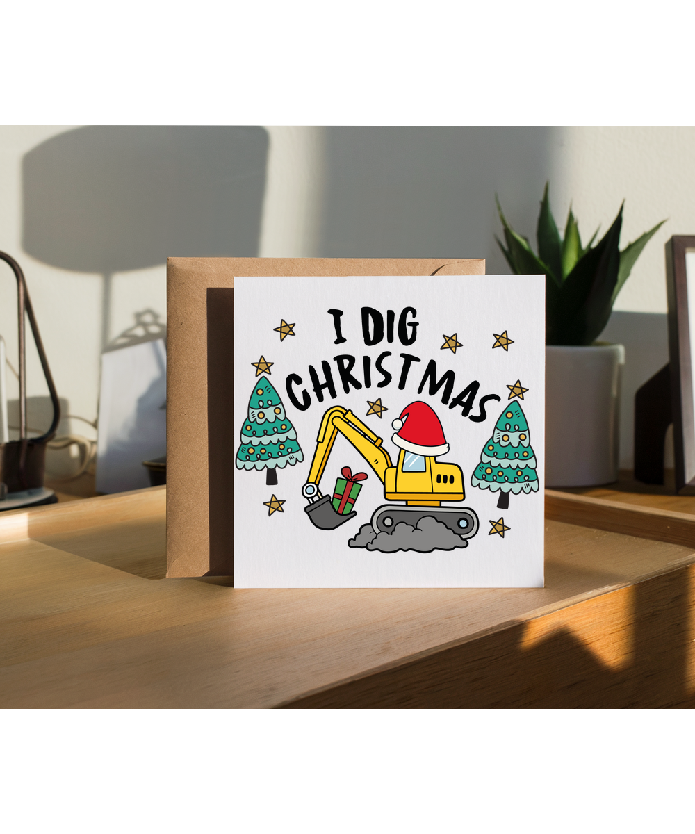 Boys Christmas Digger Design I Dig Christmas