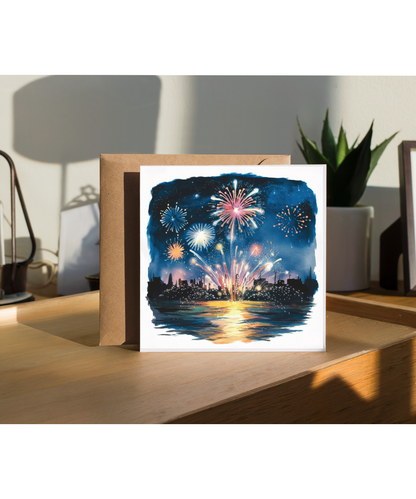 Fireworks Over City Landscape