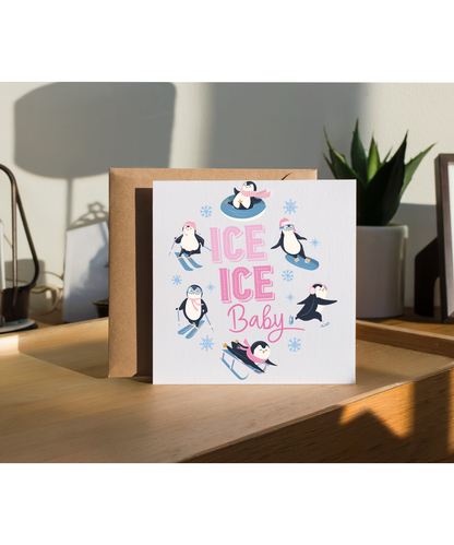 Fun Christmas Penguins Playing on Ice Baby