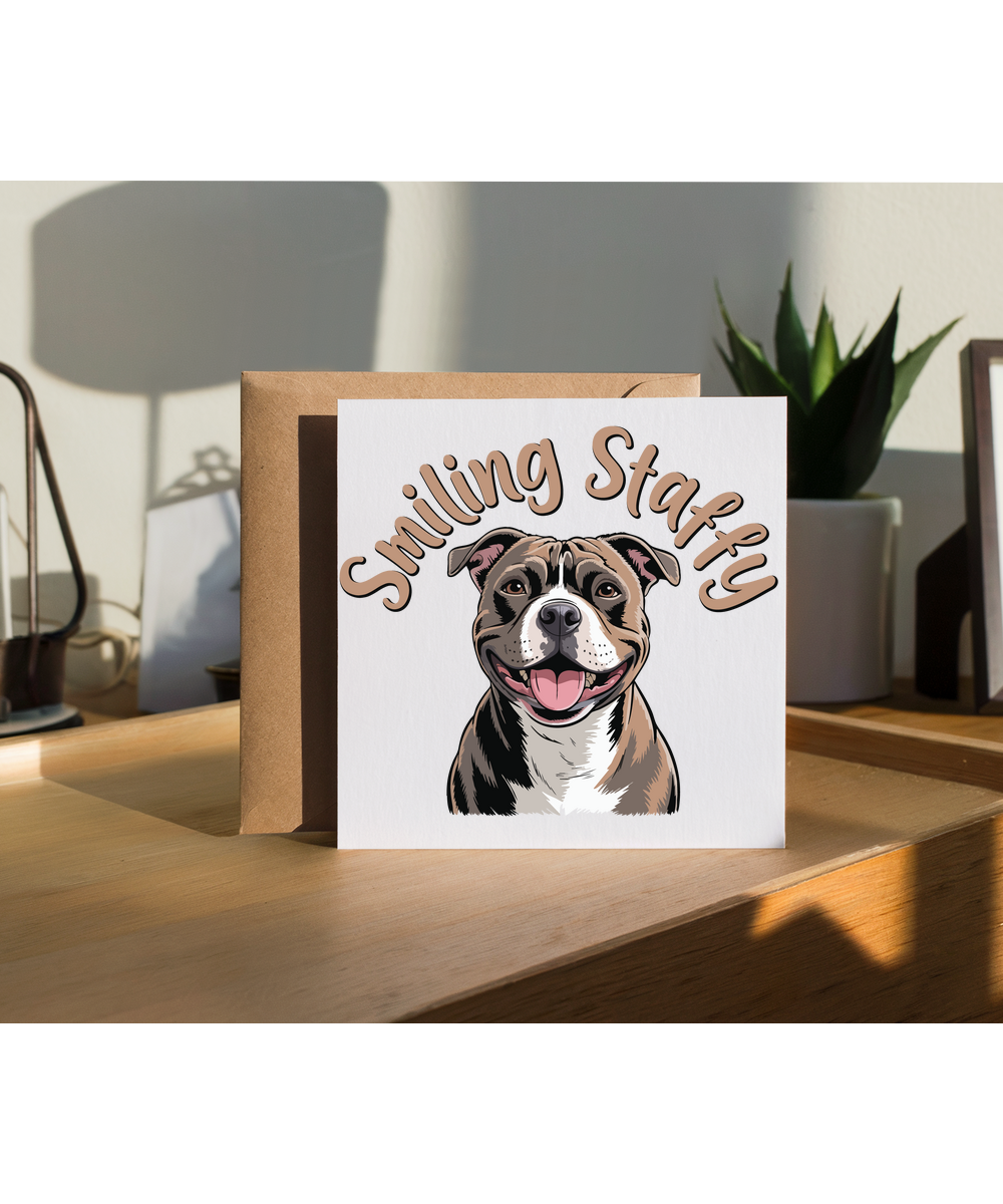smiling staffy