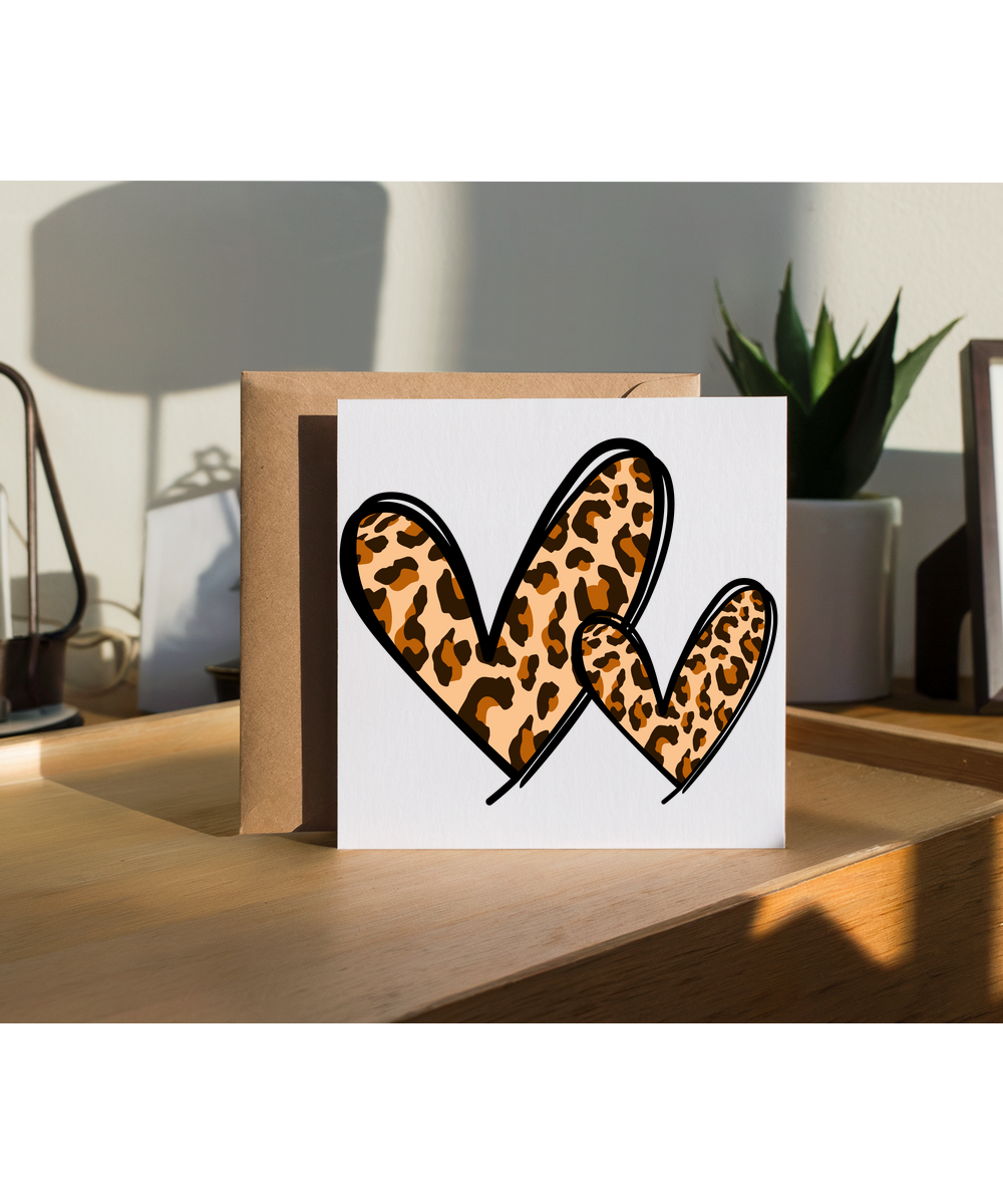 Brown Leopard Print Hearts Wild Animal Safari Chic