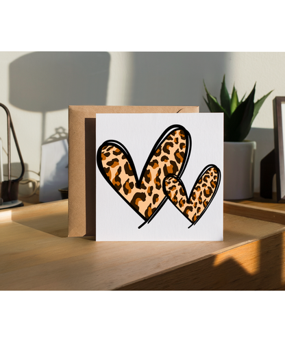 Brown Leopard Print Hearts Wild Animal Safari Chic