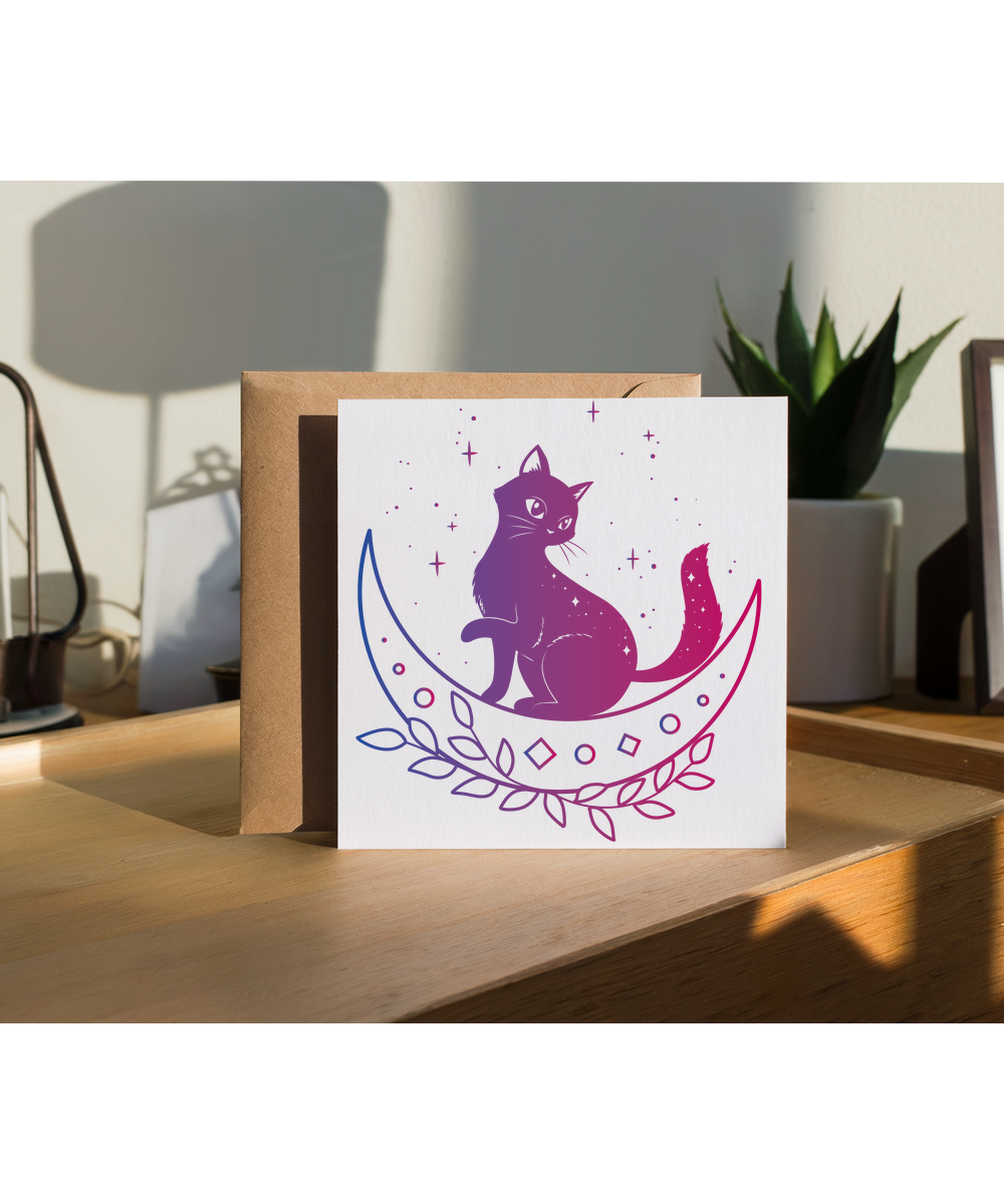 Crescent Moon Cat Celestial Starcore Dream Fantasy