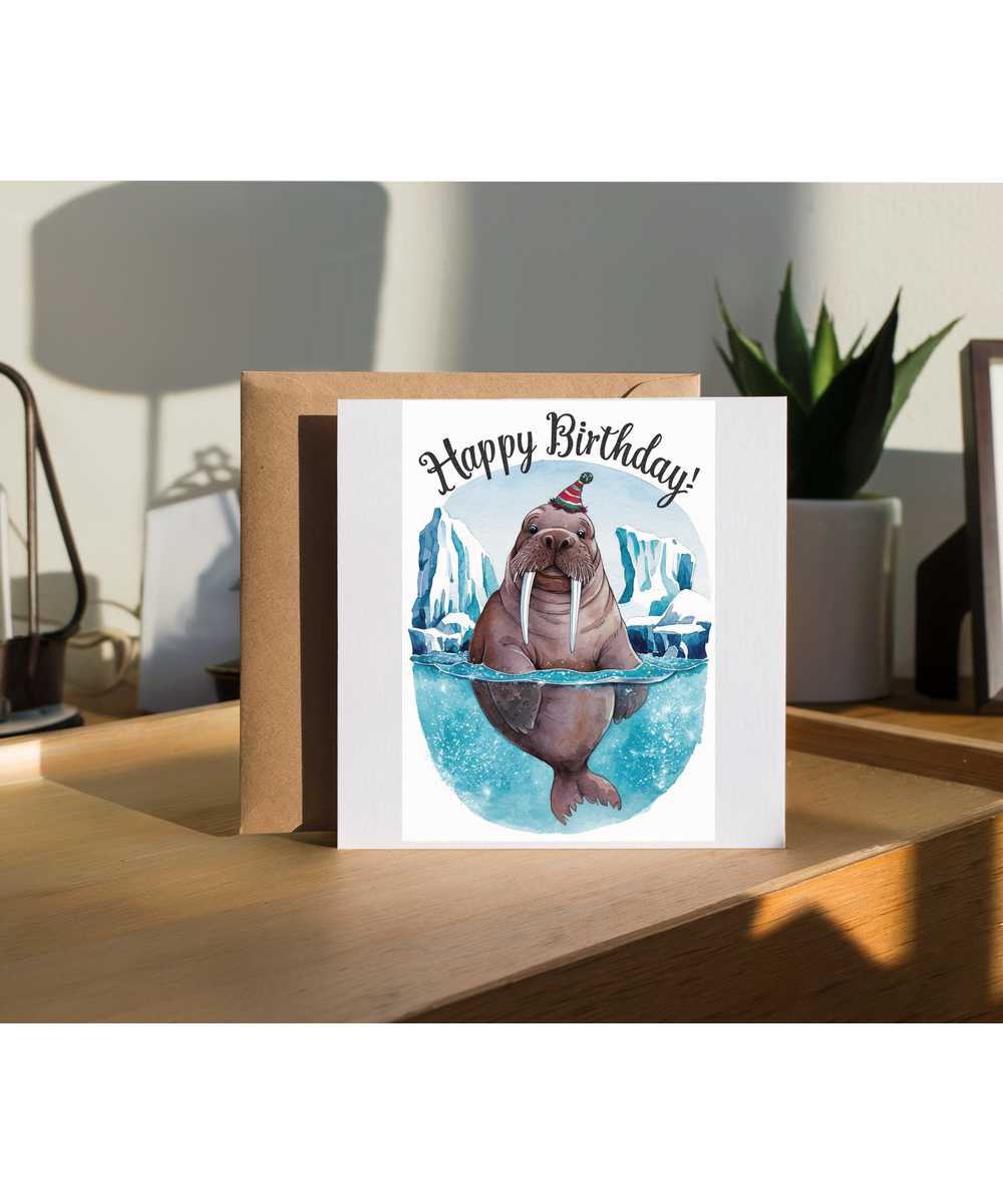 Happy Birthday walrus watercolour
