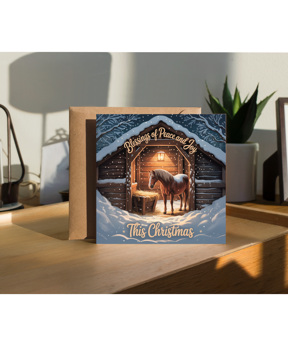Horse stable blessings of peace and joy this christmas