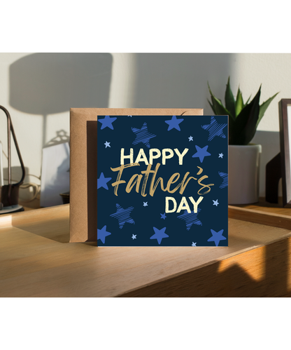 Happy Fathers Day Card for Dad Stars Design Navy Blue
