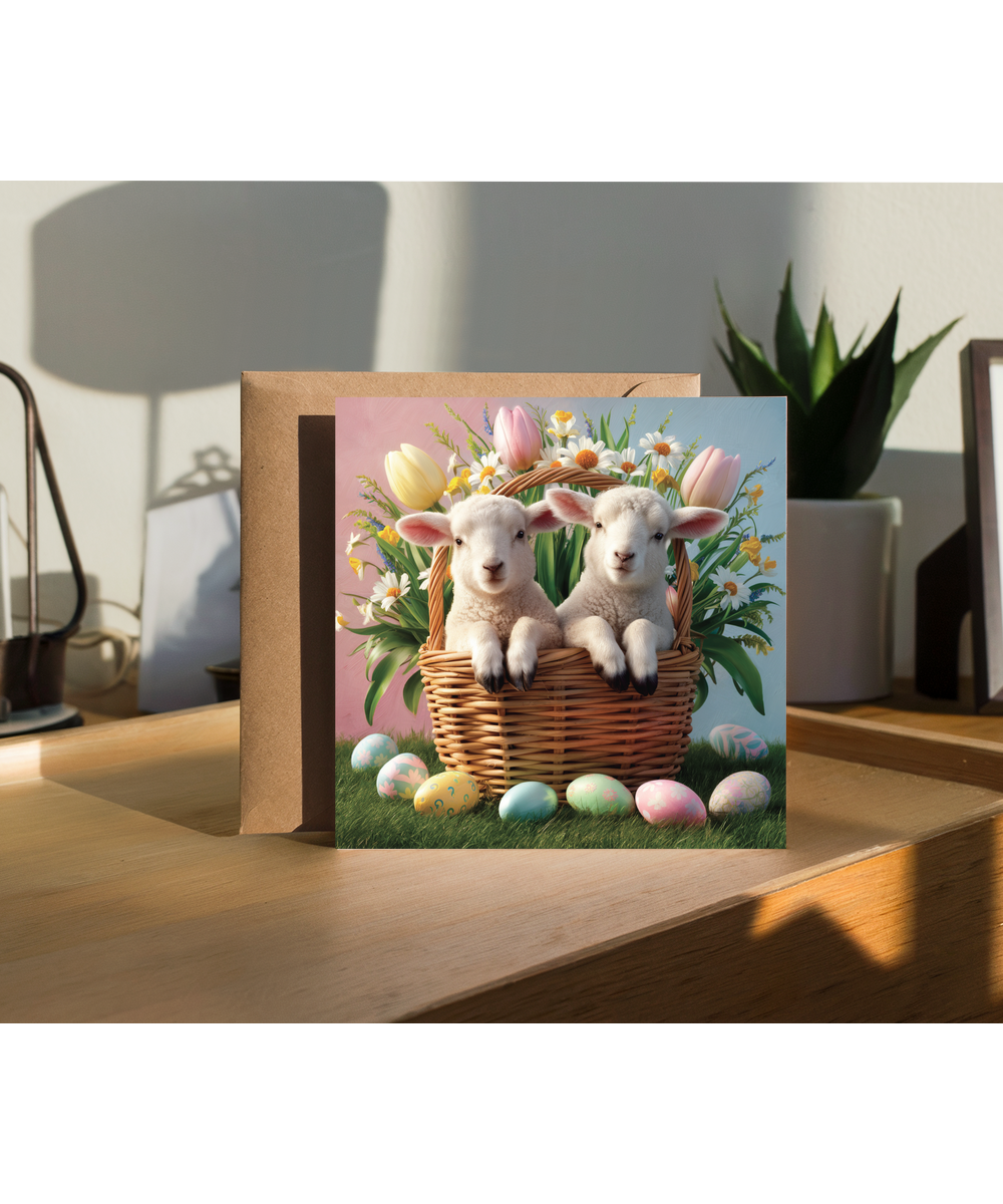 adorable baby lambs in easter basket