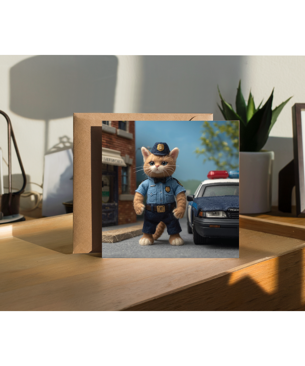 2D felt style cat police officer