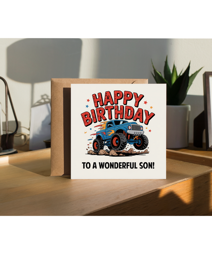 Happy Birthday Card to a Wonderful Son Cool Monster Truck