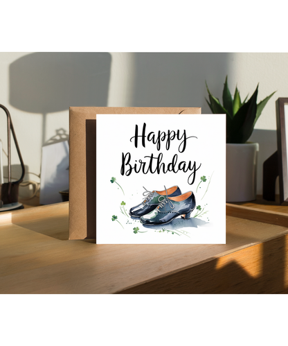 Happy Birthday Card for Irish Dancer with Dancing Shoes Illustration