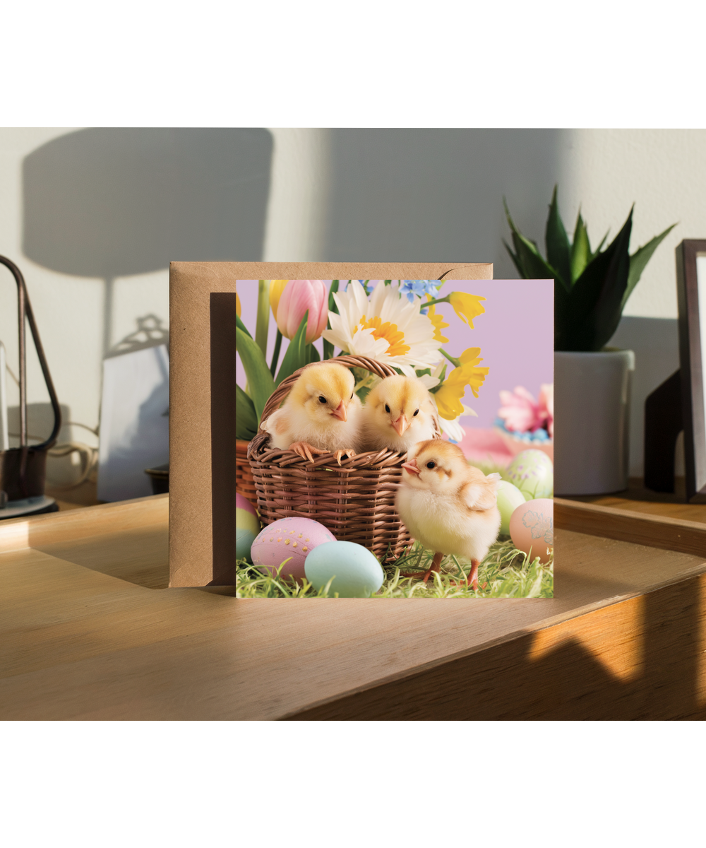 adorable baby chicks in easter basket