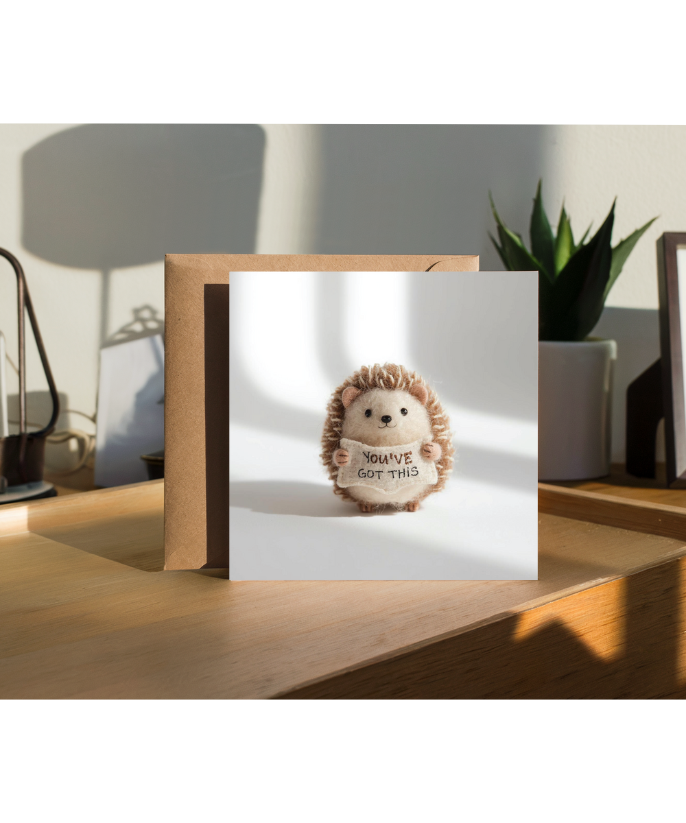 2D felt style You've got this positive hedgehog