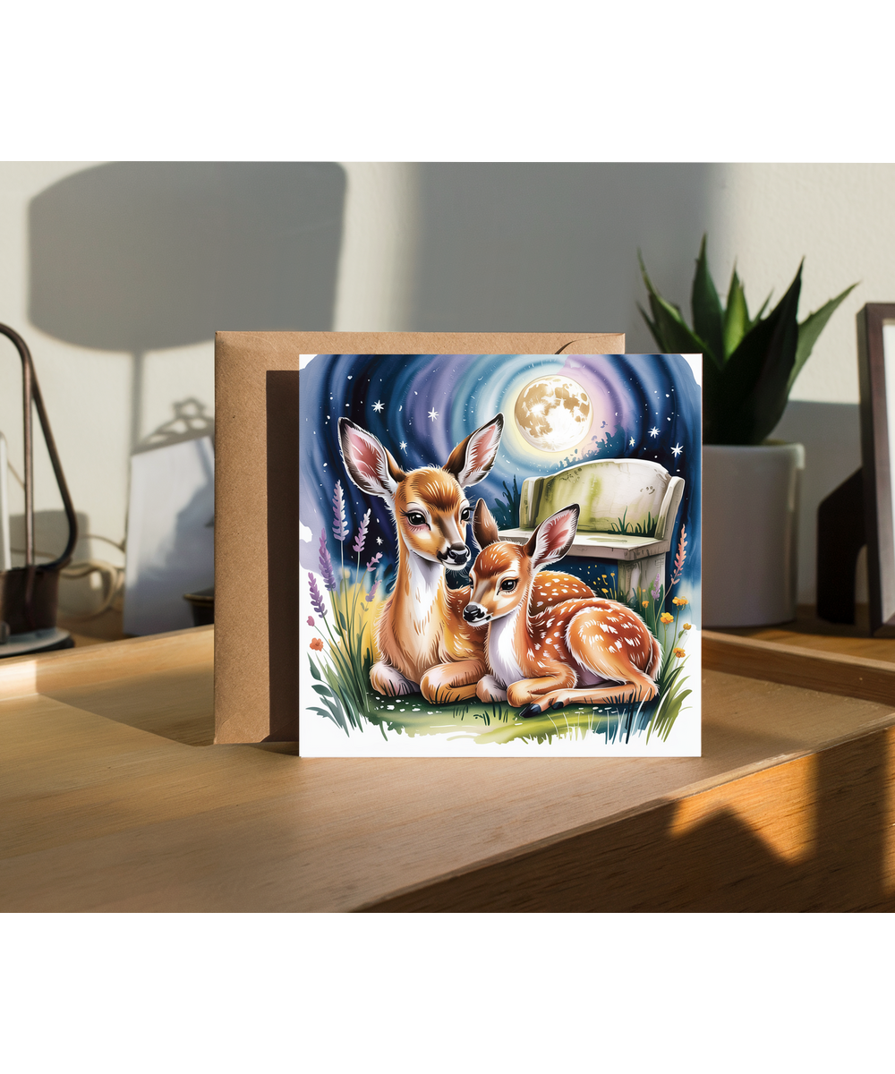 deers cuddling nightime