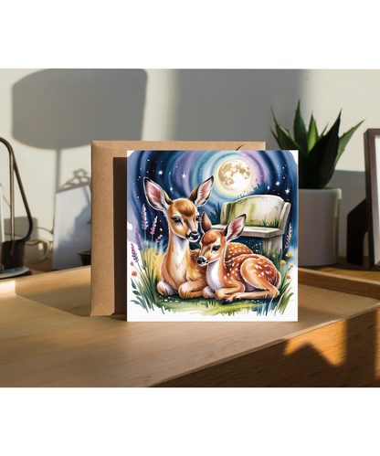 deers cuddling nightime