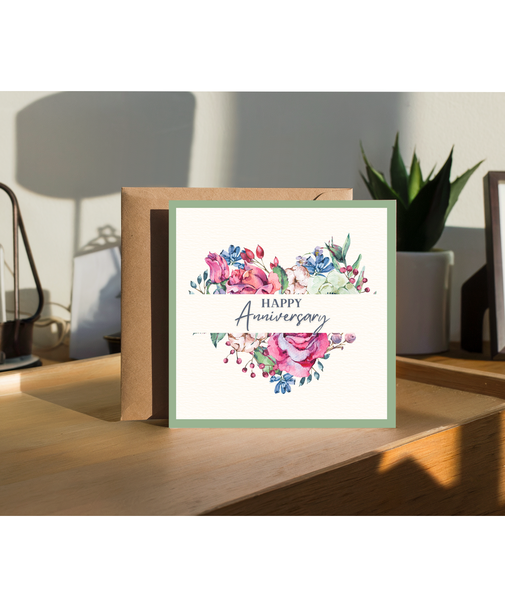 Happy Anniversary floral heart