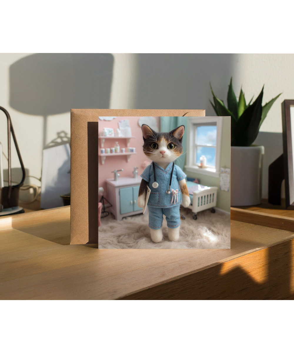 2D felt style cat nurse
