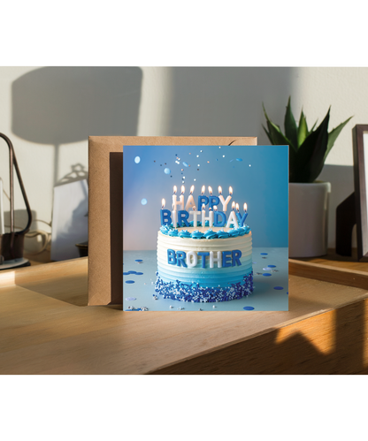Happy Birthday card brother blue cake