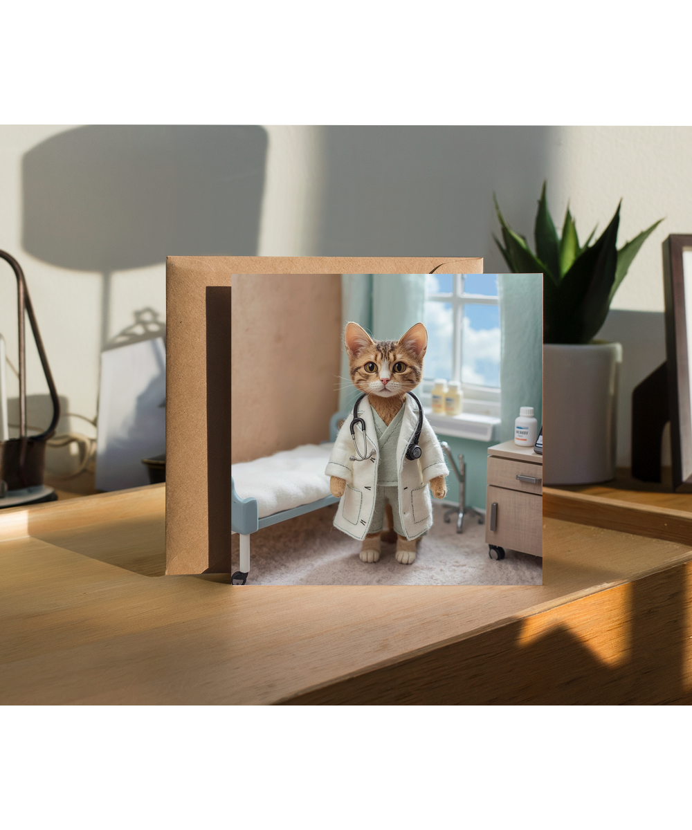 2D felt style cat doctor