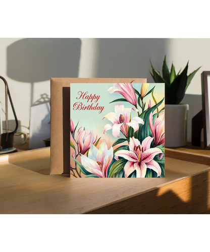 Happy Birthday Card for Her Mum cards for women floral lilies